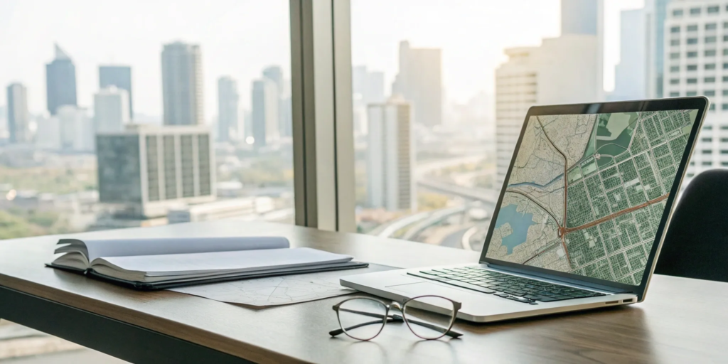 Home purchase essentials, LLC paperwork, and city skyline view.