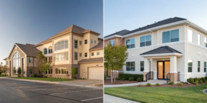 Modern apartment buildings are a proven passive real estate investing example.